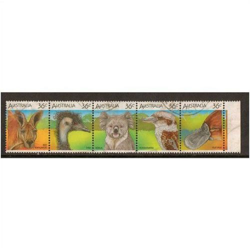 AUSTRALIA 1986 AUSTRALIAN WILDLIFE SE-TENANT STRIP OF 5 VERY FINE POSTALLY USED