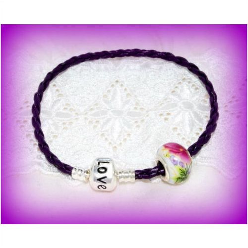 Summer Gift Love Clasp Woven Bracelet Purple Bead Bangle Wristband Jewellery 892