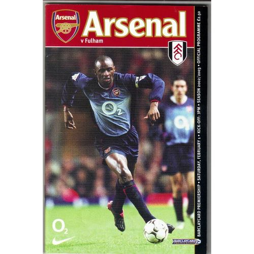 Arsenal v Fulham Football Programme Premiership 01/02/2003