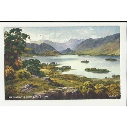 A436 DERWENTWATER From Castle Head Valentine "Art Colour" Postcard