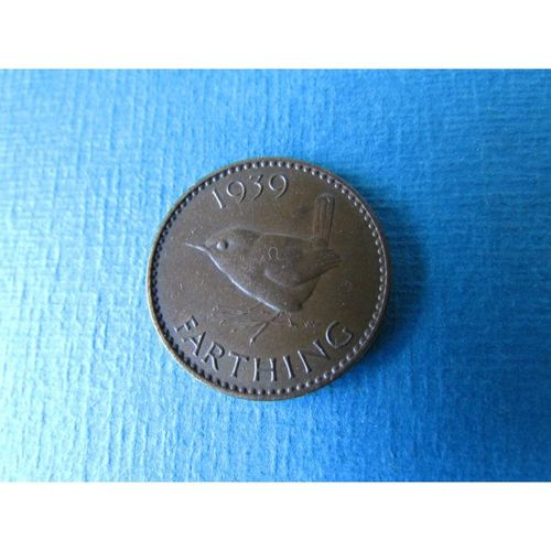 1939 GEORGE VI ONE FARTHING FREE POST. AG