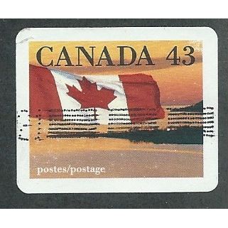 CAN 1989 43c (S/A) 'CANADIAN FLAG OVER LAKE'(IMPERFED) FINE USED (EBID41-627)