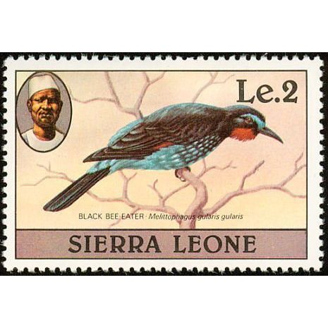 Sierra Leone 1980 Birds Le.2 Black Bee Eater Unmounted Mint NHM SG 634A stamp