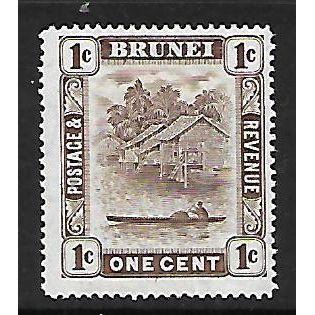 BRUNEI 1947 1c BROWN VIEW ON BRUNEI RIVER SG 79 M / MINT