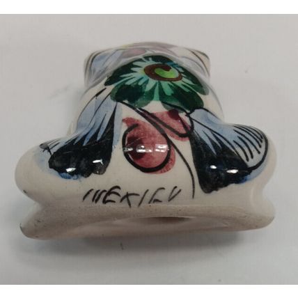 Vintage Mexican Tonala Pottery Frog Folk Art Hand-Painted Sculpture Ceramic Gift