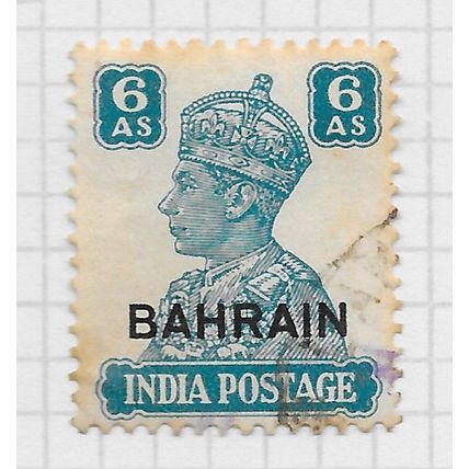 BAHRAIN 1942 KG6 INDIA OVERPRINTED SIX ANNAS SG48 48 SG USED