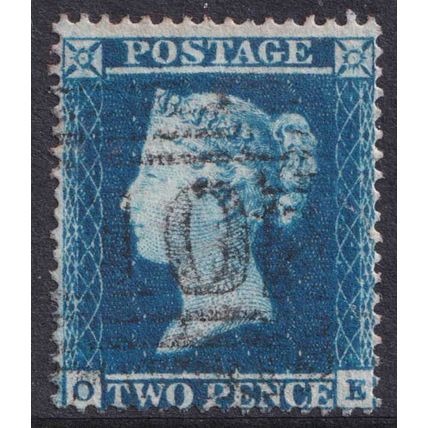 Great Britain QV 1854-57 2d Deep Blue Small Crown P16 OE SG19 Used