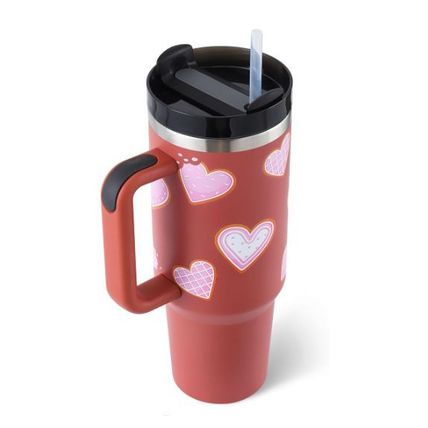 40oz Insulated Tumbler with Handle & Straw – Stainless Steel, Spill-Proof Travel