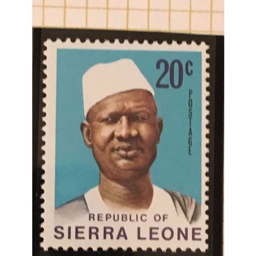 Sierra Leone 1972 Siaka Stevens 20c Greenish Blue Unmounted Mint NHM SG584 stamp