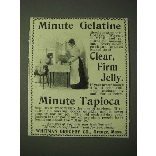 1900 Minute Gelatine and Minute Tapioca Ad - Clear Firm Jelly