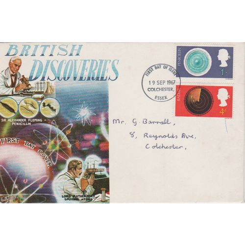 GB 1967 British Discoveries Low Values FDC Colchester pm see others