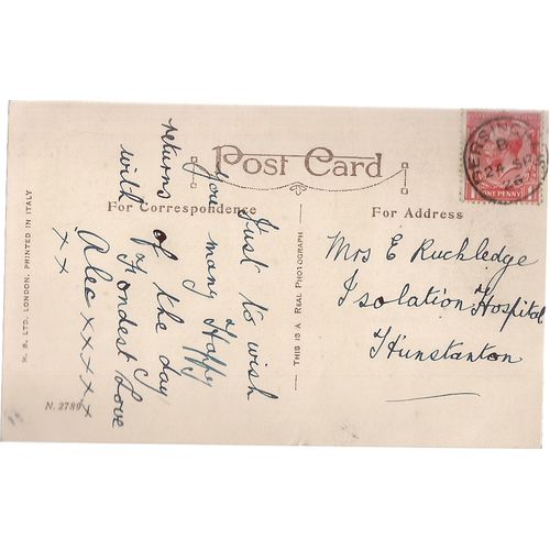 A HAPPY BIRTHDAY .. used vintage postcard by H. B. Ltd. 1926 postmark