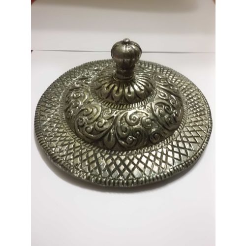 Glas Bonboniere, ø14cmx20cm, Bonbonglas, mit verziert Metalldeckel,Bauernsilber