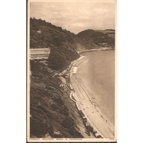 Vintage GB PC 1943 - Meadfoot Beach & Promenade, Torquay, Devon