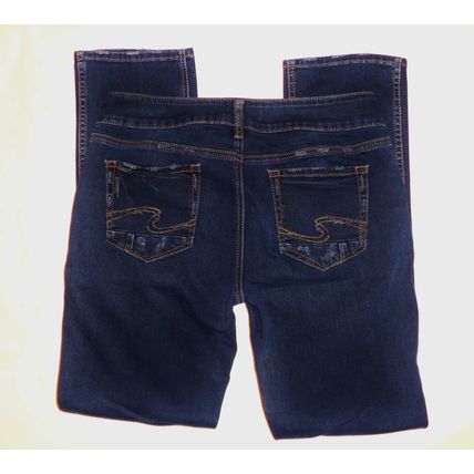 Womens Silver Blue Jeans ELYSE W29L30 Dark Denim Distressed Actual 33x30