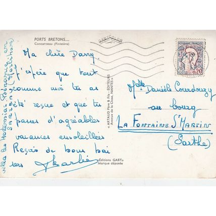 Concarneau Port France Postcard posted 1964 VGC