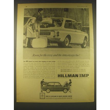1965 Hillman Imp Ad - Room for the crew and the stowaways too