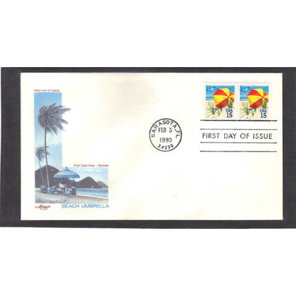 FDC Artmaster 2443 15c Beach UmBrella BPS Hor Pair (Cachet-U/A) CV39903