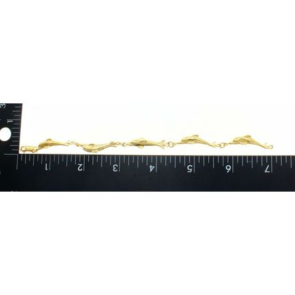 New Real Solid 14 K Yellow Gold Rare Dolphin Bracelet 7 Inch long 11.5 Grams