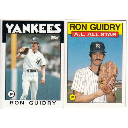 Two 1986 Topps Ron Guidry baseball cards #610, #721 – Yankees All Star