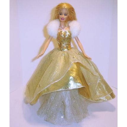 Vintage Barbie Gold Evening Gown With Fur Collar and Barbie Tags #52