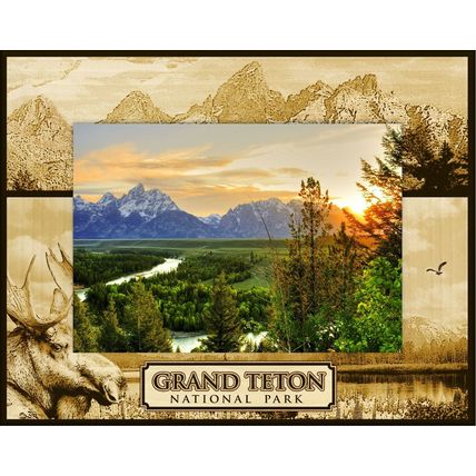 Grand Teton National Park Laser Engraved Wood Picture Frame Landscape (8 x 10)