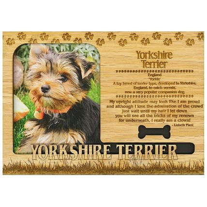 Yorkshire Terrier Engraved Wood Picture Frame Magnet
