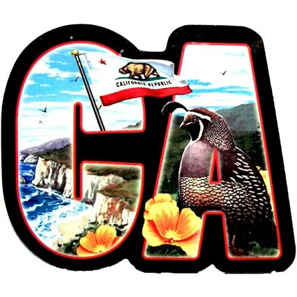 California The Golden State Artwood Initial Fridge Magnet
