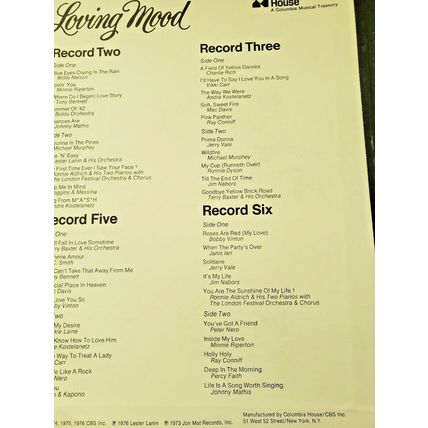 In a Loving Mood Vintage 1976 Six Record Set Columbia House Musical Treasury