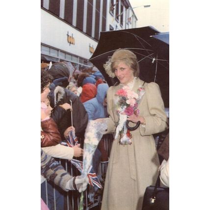 Princess Diana Shopping at St Davids Wales Royal Wedding Postcard