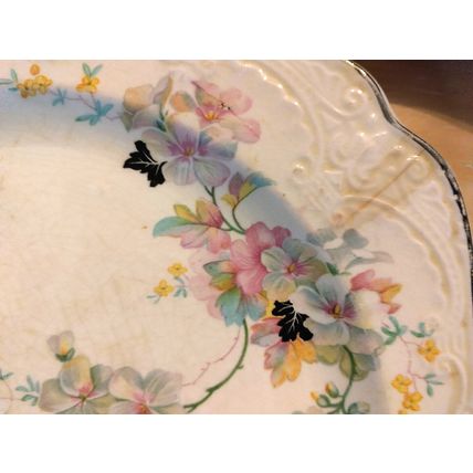 Vintage Papoco Dinner Plates Pink Floral Pattern Circa 1930 By Paden City Set-5