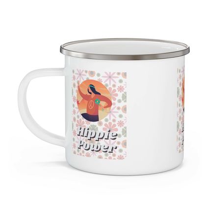Raptor Dinosaurs Dinos Rock this Place Enamel Campfire 12oz Stainless Steel Mug