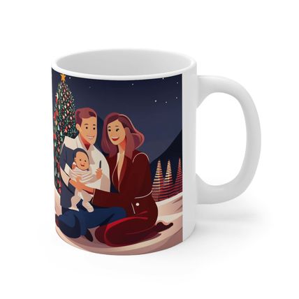 Personalize Parents Baby's First Christmas Ceramic Mug 11oz Design #1 Custom