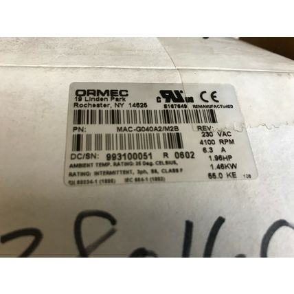 New ORMEC MAC-G040A2/M2B SERVO MOTOR,MAC-GO4OA2/M2B, 4100rpm 230vAC,EU