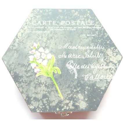 Jewellery Box Carte Postal Hexagonal Wooden 5 CM Ladies Gift Home Decor