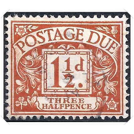 D3 1914 Royal Cypher Postage Dues 1½d Chestnut Used hrd2-d