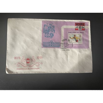 Cabo Verde 1981 Mi. Bl. 3 FDC WIPA Wien Stamp on stamp Olympic Games 1976 Ski