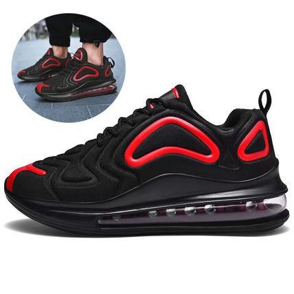 Casual Air Cushion Black Shoes Men Outdoor Breathable Lace-up Sneakers Running