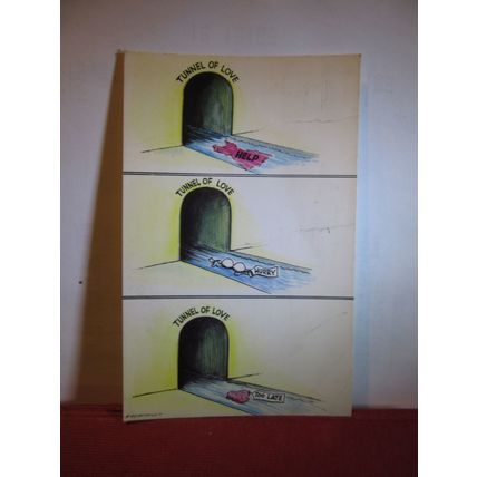 SAUCY SEASIDE POSTCARD used BAMFORTH & CO no 92 black triangle tunnel of love =