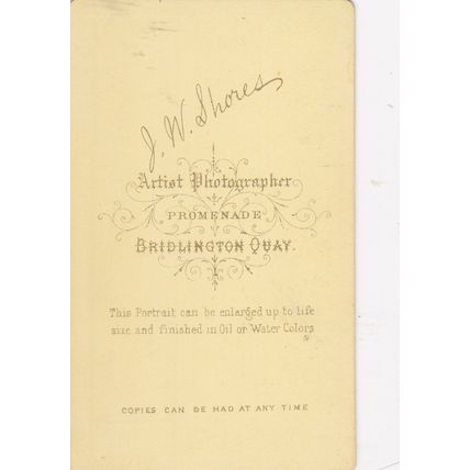 VICT. CDV PHOTO -LADY WITH LONG RINGLETS/NECKLACE BY J.W. SHORES,BRIDLINGTON