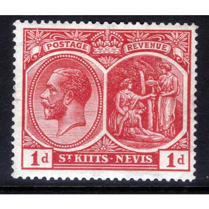 St Kitts & Nevis 1921 - 29 KGV 1d Rose Carmine MM SG 38 ( E889 )