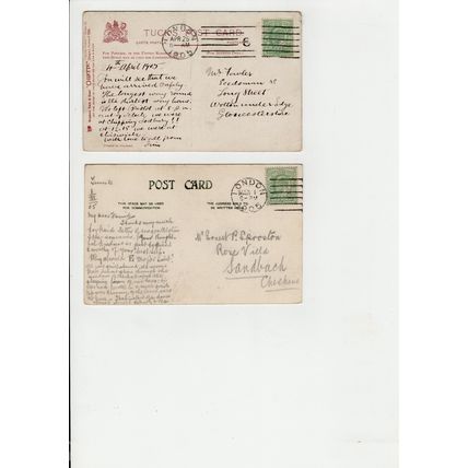 POSTCARD WARDEN Church Bedfordshire with Boston 1905 LONDON Postmark