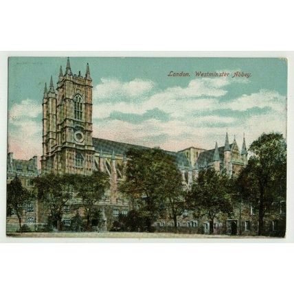 POSTCARD London Westminster Abbey with 1905 LONDON EC Columbia Postmark