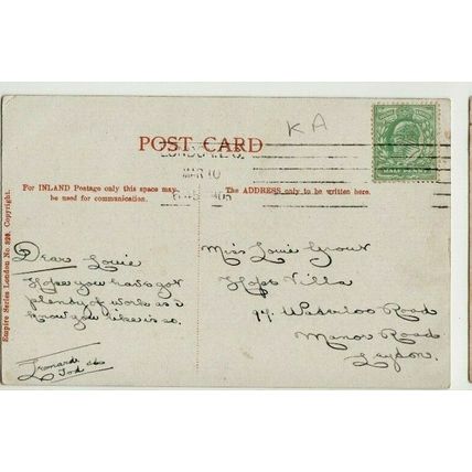 POSTCARD London Westminster Abbey with 1905 LONDON EC Columbia Postmark