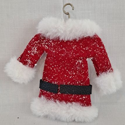 NEW Lot 3 SANTA SUITS 6" Christmas ORNAMENTS Holiday Time Mrs Claus Jacket