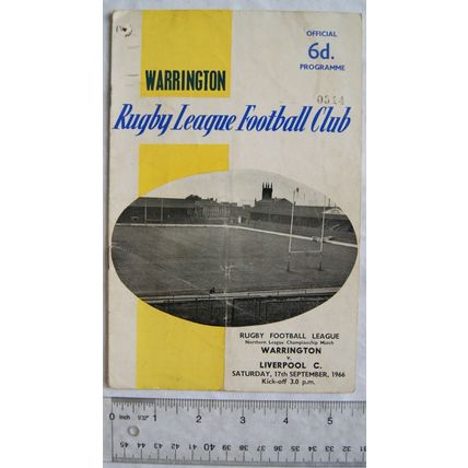 1966 programme Warrington v. Liverpool City, Rugby League