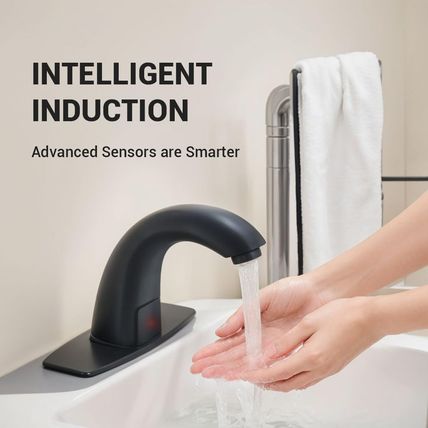 Touchless Bathroom Faucet Automatic Motion Sensor Sink Faucets with Hole Cover P