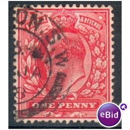 GB stamps 1902-10 KEV11 - 1d SG219 London 16