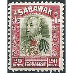 Sarawak 1947 SG159 20c Olive-Green & Carmine Mounted Mint .. ..