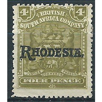 Rhodesia 1909 SG105 4d Olive Mounted Mint....